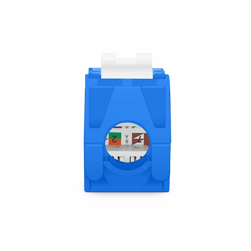 FyberOptix Cat6a RJ45 (8P8C) Unshielded Toolless Keystone Jack Module, Blue (10 pcs/Pack)