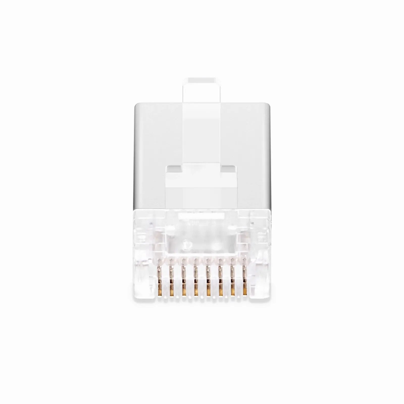 FyberOptix Cat6 RJ45 Pass Through Modular Plugs, Shielded Network Connectors for 24AWG Twisted Pair Solid or Stranded Cable (50/Pack)