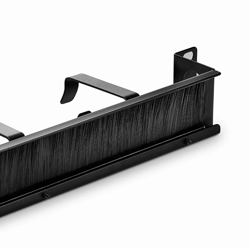 FyberOptix Recessed Horizontal Single Sided Pass-Thru Manager, 1RU, 4 D-rings & Brush Strip, 3.46 in. Depth