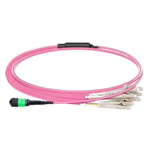 25m (82ft) MPO-16 APC (Female) to 8x LC Duplex UPC Multimode (OM4) Harness, Type B, LSZH, Magenta SFPS
