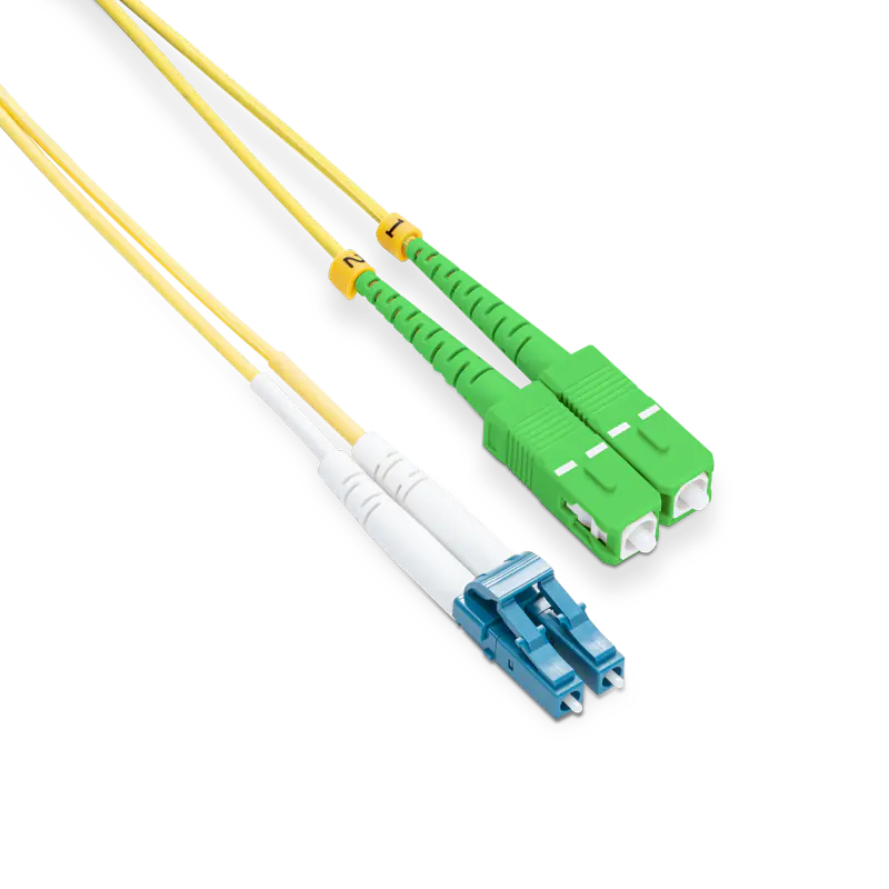 8m (26ft) LC UPC to SC APC Duplex OS2 Single Mode LSZH 2.0mm Fiber Optic Patch Cable SFPS