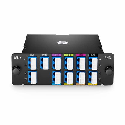 FyberOptix 8 Channels CWDM Mux Demux, 1270-1450nm (Skip 1390, 1410nm), with Monitor and Expansion Port, 2.0dB Typical IL, LC/UPC, Dual Fiber, High Density, FHDA Plug-in Module