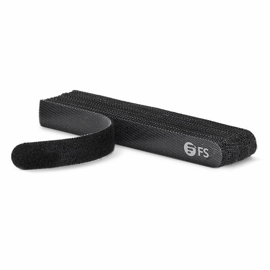 FyberOptix 25pcs/Bag 5.12in.L x 0.59in.W Hook and Loop Cable Ties, Pre-Cut Design, Self-bundling, Black