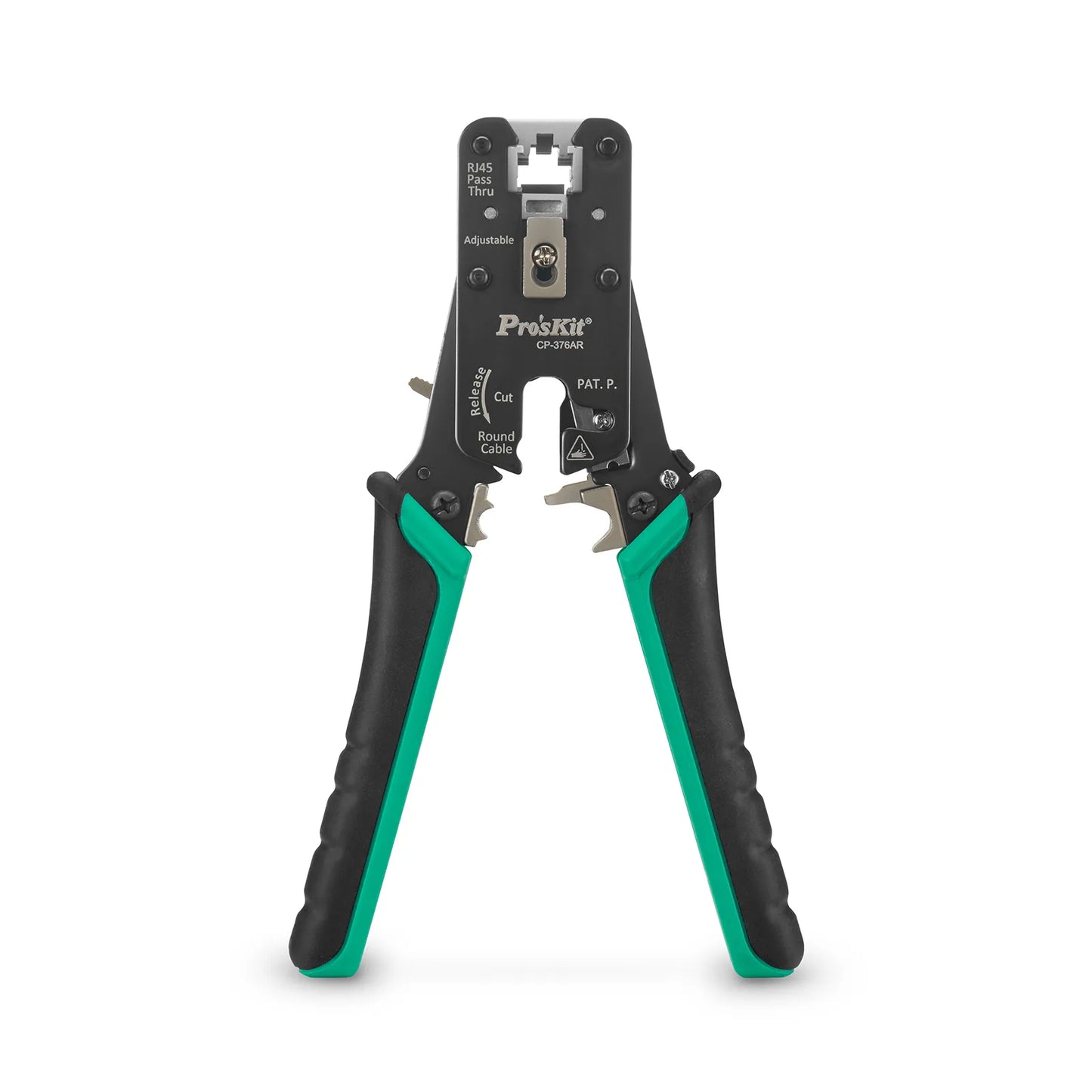 FyberOptix Cat5/6/7 RJ45 Pass-Through Professional Modular Crimper with Built-in Wire Cutter and Stripper