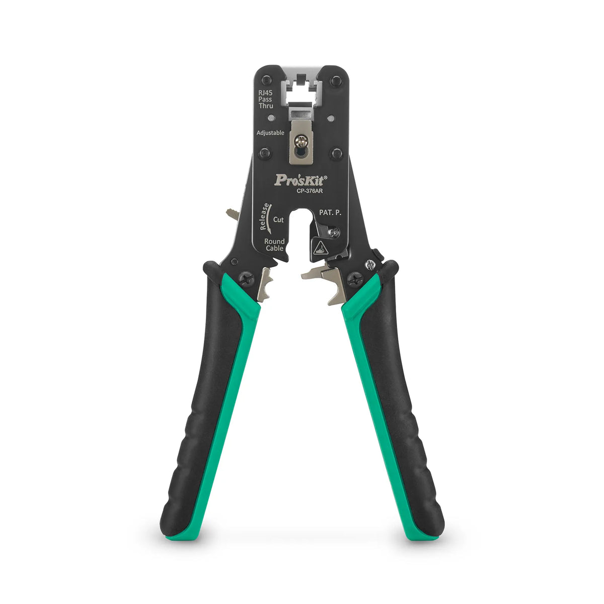 FyberOptix Cat5/6/7 RJ45 Pass-Through Professional Modular Crimper with Built-in Wire Cutter and Stripper