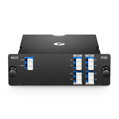 FyberOptix 4 Channels LAN-WDM Mux Demux, 1295.56-1309.14nm, with Monitor Port, 2.8dB Typical IL, LC/UPC, Single Fiber, Side-A, High Density, FHDA Plug-in Module