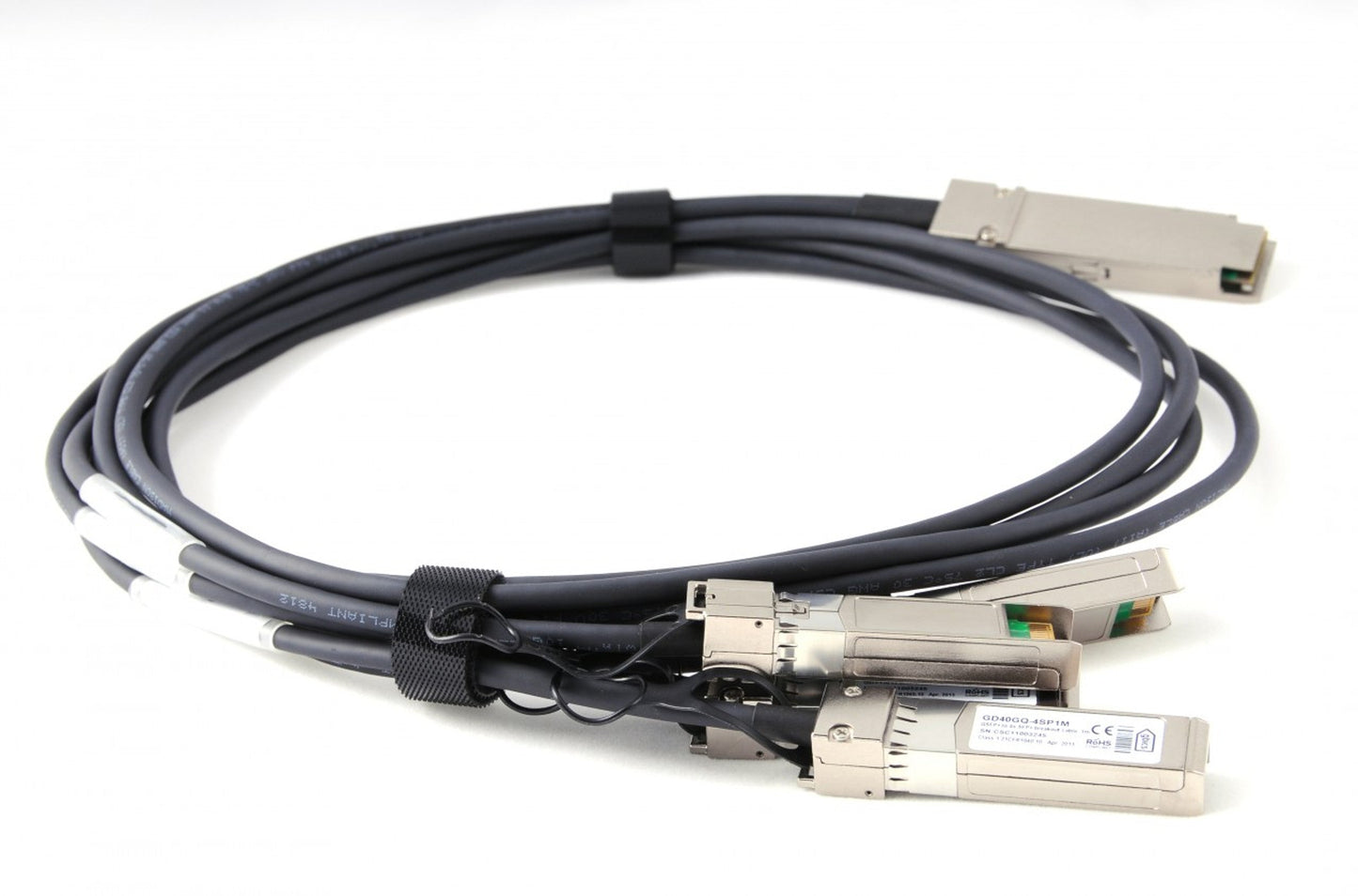 DAC-QSFP-4SFP-10G-2M - Dell EMC Compatible 2m 40G QSFP+ to 4x10G SFP+ Passive Direct Attach Copper Breakout Cable