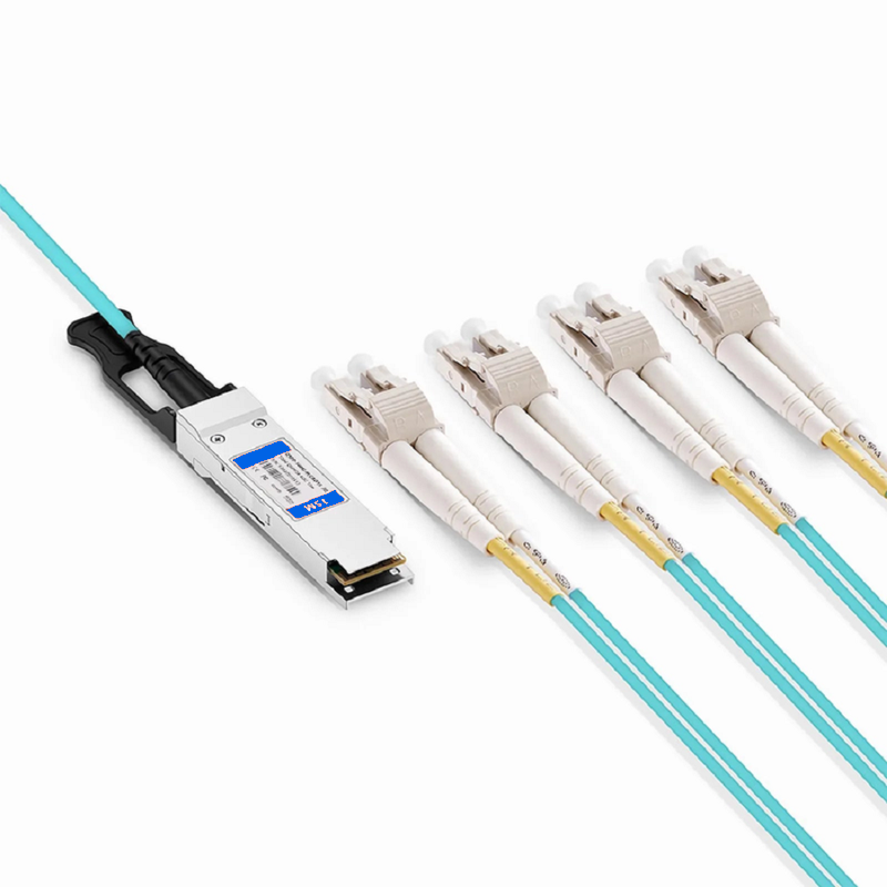 FyberOptix 15m (49ft) Brocade Compatible 100G QSFP28 4 x 25G NRZ to 4 Duplex LC 25G NRZ Active Optical Breakout Cable