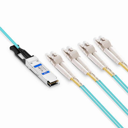 FyberOptix 15m (49ft) Extreme Networks Compatible 100G QSFP28 4 x 25G NRZ to 4 Duplex LC 25G NRZ Active Optical Breakout Cable