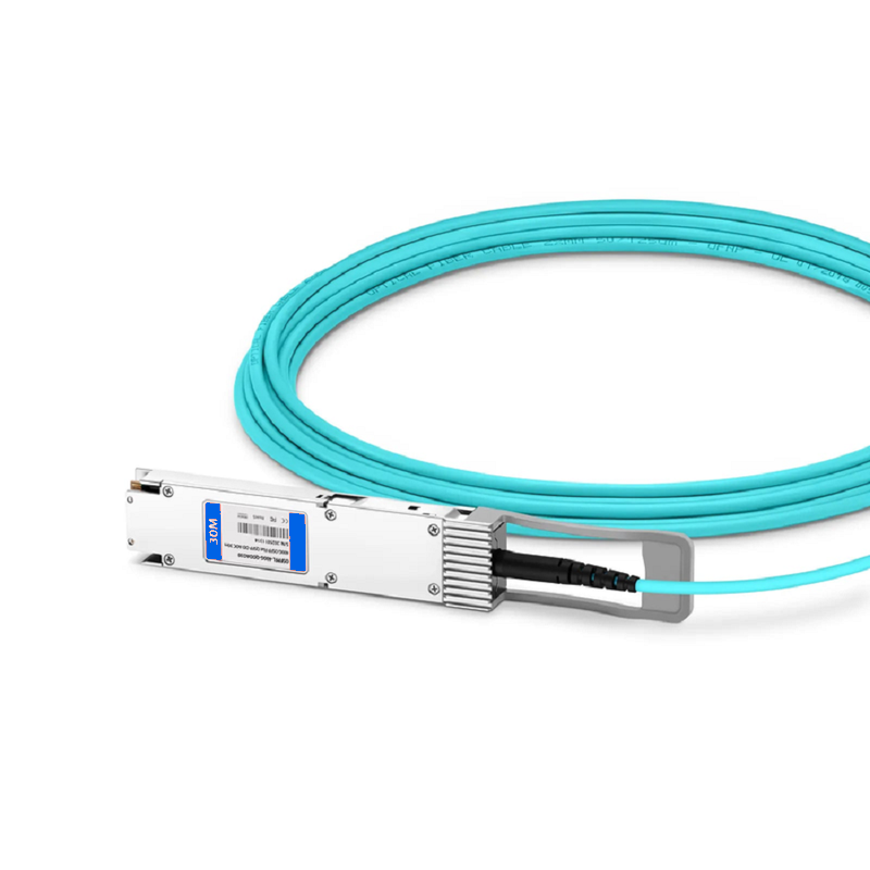 FyberOptix 30m (98ft) Cisco Compatible 400G OSFP 8 x 50G PAM4 Flat Top to 400G QSFP-DD 8 x 50G PAM4 Active Optical Cable
