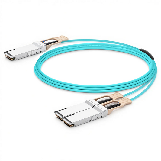 FyberOptix 20m (66ft) 200G QSFP56 4 x 50G PAM4 to 2 x 100G QSFP28 4 x 25G NRZ Active Breakout Optical Cable forFOSwitches