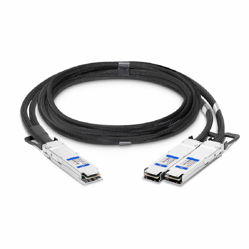 FyberOptix 5m (16ft) Arista Networks Compatible 800G OSFP 8 x 100G PAM4 Finned Top to 2 x 400G OSFP 4 x 100G PAM4 Flat Top Active Electrical Copper Breakout Cable