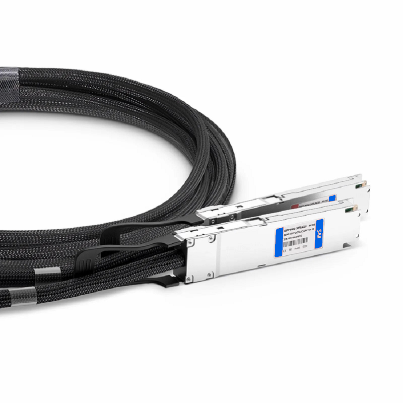 FyberOptix 2m (7ft) NVIDIA/Mellanox Compatible 800G OSFP 8 x 100G PAM4 Finned Top to 2 x 400G OSFP 4 x 100G PAM4 Flat Top Ethernet Active Electrical Copper Breakout Cable