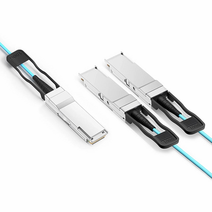 FyberOptix 30m (98ft) Dell Compatible 100G QSFP28 4 x 25G NRZ to 2 x 50G QSFP28 2 x 25G NRZ Active Optical Breakout Cable