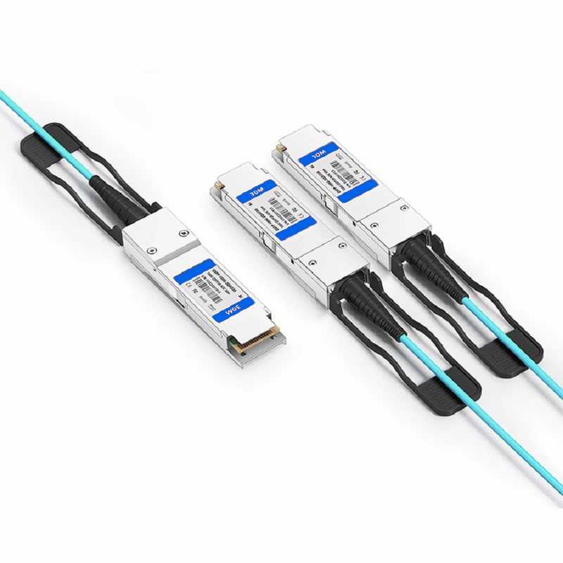FyberOptix 30m (98ft) Generic Compatible 100G QSFP28 4 x 25G NRZ to 2 x 50G QSFP28 2 x 25G NRZ Active Optical Breakout Cable