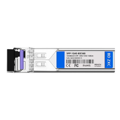 FyberOptix H3C Compatible 1000BASE-BX-U SFP BiDi 1490nm-TX/1550nm-RX 160km DOM Simplex LC/UPC SMF Optical Transceiver Module