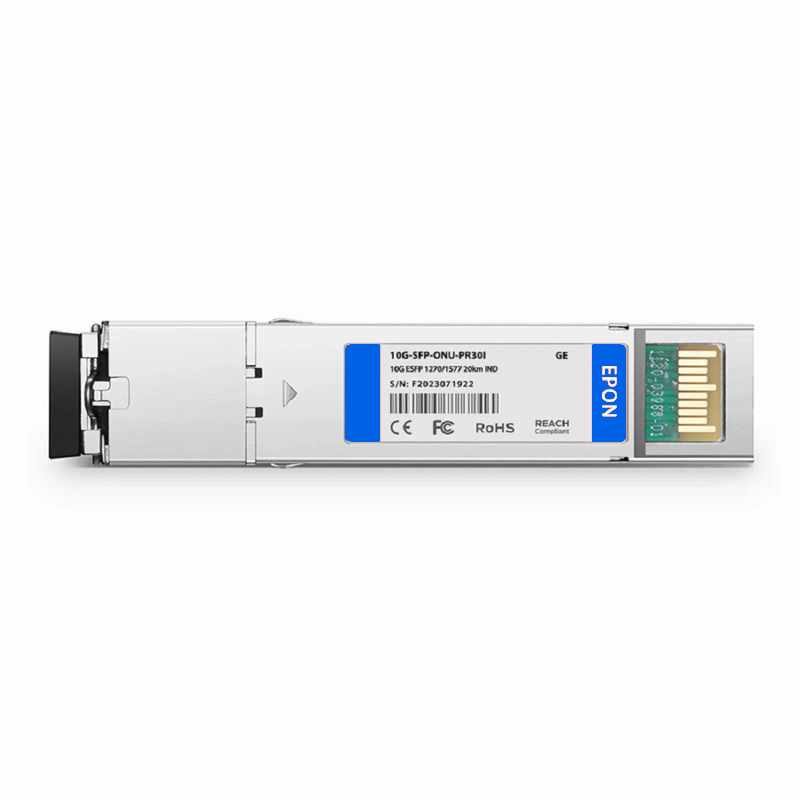 FyberOptix Generic Compatible 10G EPON ONU SFP+ 1270nm-TX/1577nm-RX 10.3125G-TX/10.3125G-RX Class PR30 20km DOM Simplex SC/UPC SMF Optical Transceiver Module (Industrial)