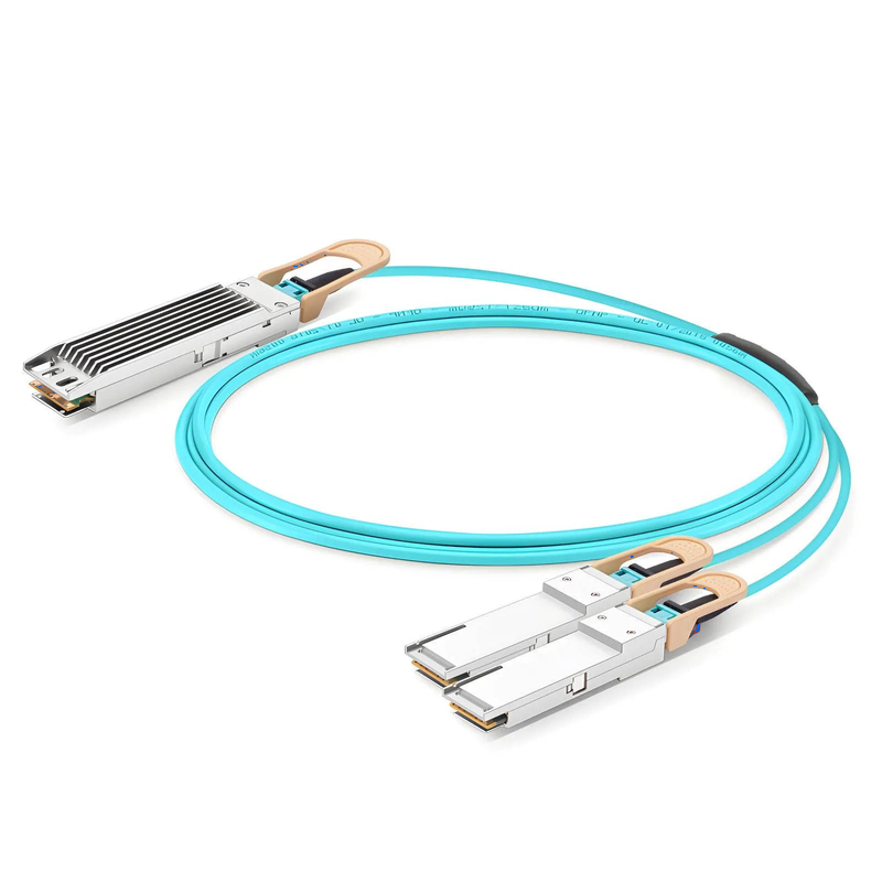 FyberOptix 10m (33ft) NVIDIA/Mellanox MFA7U10-H010 Compatible 400G OSFP 8 x 50G PAM4 Finned Top to 2 x 200G QSFP56 4 x 50G PAM4 InfiniBand HDR Active Optical Breakout Cable for Quantum-2 Switches and ConnectX-6 HCA