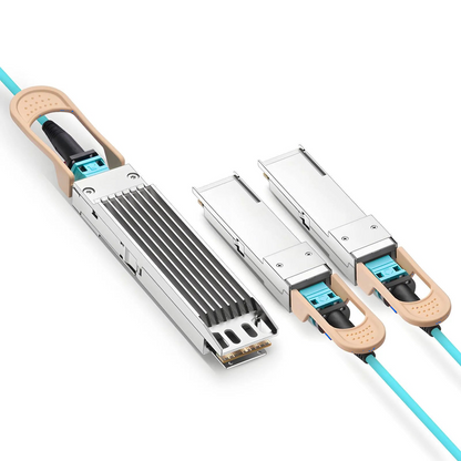 FyberOptix 10m (33ft) NVIDIA/Mellanox MFA7U10-H010 Compatible 400G OSFP 8 x 50G PAM4 Finned Top to 2 x 200G QSFP56 4 x 50G PAM4 InfiniBand HDR Active Optical Breakout Cable for Quantum-2 Switches and ConnectX-6 HCA