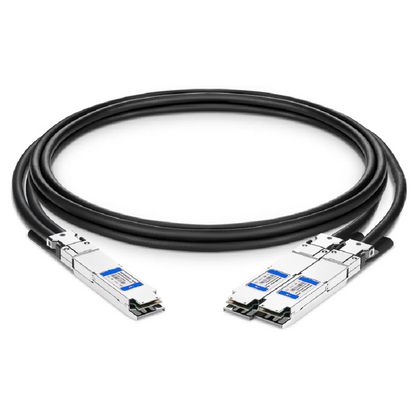 FyberOptix 0.5m (2ft) NVIDIA/Mellanox Compatible 800G OSFP 8 x 100G PAM4 Finned Top to 2 x 400G OSFP 4 x 100G PAM4 Flat Top InfiniBand NDR Passive Direct Attach Copper Breakout Cable for Quantum-2 Switches and ConnectX-7 HCA