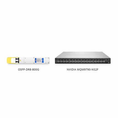 FyberOptix NVIDIA/Mellanox MMS4X00-NM Compatible 800GBASE 2xDR4/DR8 OSFP Closed Finned Top 8 x 100G PAM4 1310nm 500m DOM Dual MPO-12/APC SMF InfiniBand NDR Optical Transceiver Module for Quantum-2 Switches