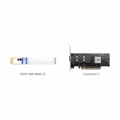 FyberOptix NVIDIA/Mellanox MMA4Z00-NS400 Compatible 400GBASE-SR4 OSFP Flat Top 4 x 100G PAM4 850nm 50m DOM MPO-12/APC MMF InfiniBand NDR Optical Transceiver Module for ConnectX-7 HCA