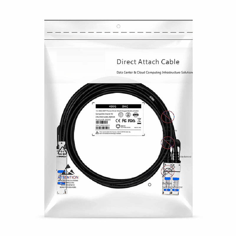 FyberOptix 1m (3ft) NVIDIA/Mellanox MCP7Y50-N001 Compatible 800G OSFP 8 x 100G PAM4 Finned Top to 4 x 200G OSFP 2 x 100G PAM4 Flat Top InfiniBand NDR Passive Direct Attach Copper Breakout Cable for Quantum-2 Switches and ConnectX-7 HCA
