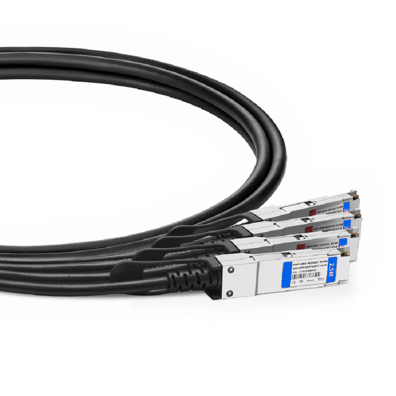 FyberOptix 2m (7ft) NVIDIA/Mellanox MCP7Y50-N002 Compatible 800G OSFP 8 x 100G PAM4 Finned Top to 4 x 200G OSFP 2 x 100G PAM4 Flat Top InfiniBand NDR Passive Direct Attach Copper Breakout Cable for Quantum-2 Switches and ConnectX-7 HCA