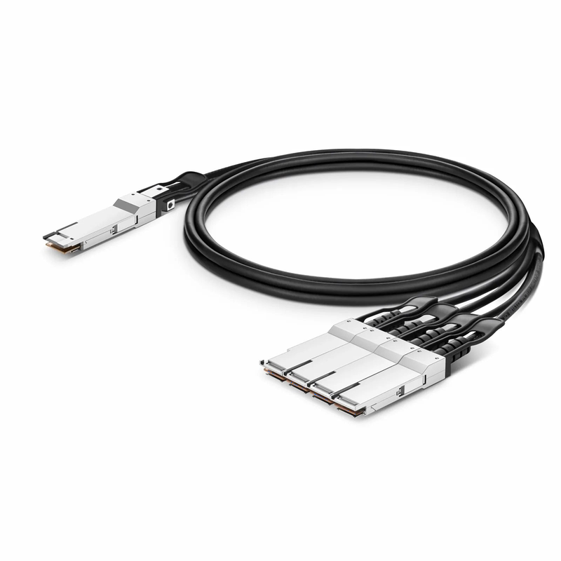 FyberOptix 2m (7ft) Juniper Networks Compatible 400G QSFP-DD 8 x 50G PAM4 to 4 x 100G QSFP56 2 x 50G PAM4 Passive Direct Attach Copper Breakout Cable