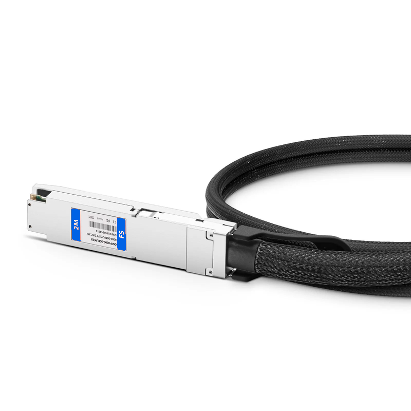 FyberOptix 2m (7ft) Cisco Compatible 800G OSFP 8 x 100G PAM4 Finned Top to 2 x 400G OSFP 4 x 100G PAM4 Flat Top Passive Direct Attach Copper Breakout Cable