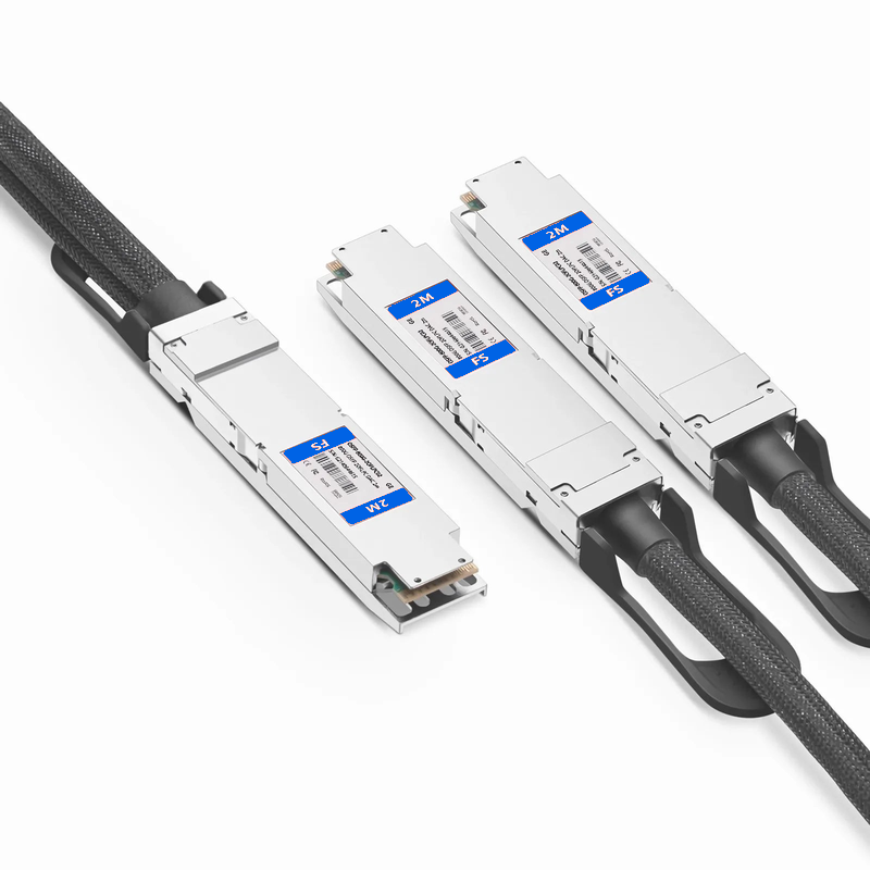 FyberOptix 2m (7ft) Generic Compatible 800G OSFP 8 x 100G PAM4 Finned Top to 2 x 400G OSFP 4 x 100G PAM4 Flat Top Passive Direct Attach Copper Breakout Cable