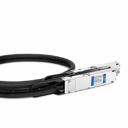 FyberOptix 2m (7ft) Arista Networks Compatible 800G OSFP 8 x 100G PAM4 Finned Top to 2 x 400G OSFP 4 x 100G PAM4 Flat Top Passive Direct Attach Copper Breakout Cable