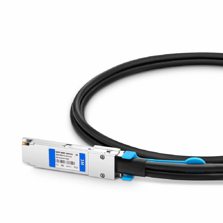 FyberOptix 3m (10ft) Generic Compatible 200G QSFP56 4 x 50G PAM4 to 2 x 100G QSFP56 2 x 50G PAM4 Active Direct Attach Copper Breakout Cable