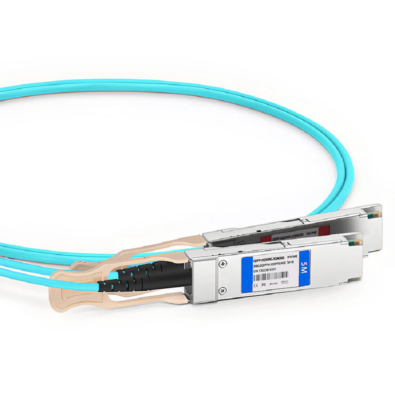FyberOptix 2m (7ft) NVIDIA/Mellanox MFS1S50-V002E Compatible 200G QSFP56 4 x 50G PAM4 to 2 x 100G QSFP56 2 x 50G PAM4 Ethernet Active Optical Breakout Cable for QM8790/8700 Switches and ConnectX-6 HCA