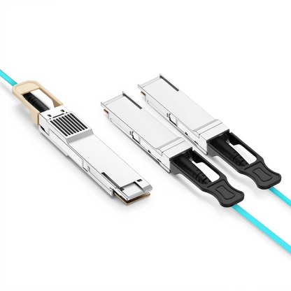 FyberOptix 3m (10ft) Juniper Networks QDD-2X200G-AOC-3M Compatible 400G QSFP-DD 8 x 50G PAM4 to 2 x 200G QSFP56 4 x 50G PAM4 Ethernet Active Optical Breakout Cable
