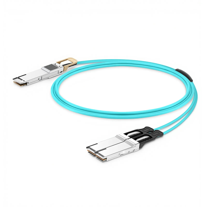 FyberOptix 7m (23ft) NVIDIA/Mellanox Compatible 400G QSFP-DD 8 x 50G PAM4 to 2 x 200G QSFP56 4 x 50G PAM4 Ethernet Active Optical Breakout Cable