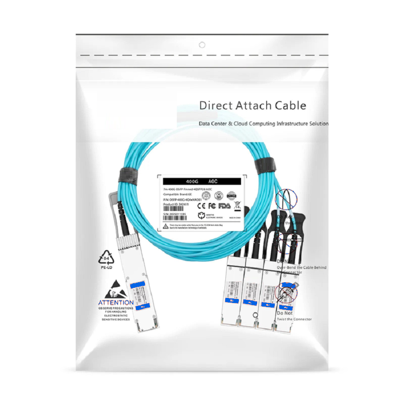 FyberOptix 3m (10ft) NVIDIA/Mellanox Compatible 400G QSFP-DD 8 x 50G PAM4 to 4 x 100G QSFP56 2 x 50G PAM4 Ethernet Active Optical Breakout Cable