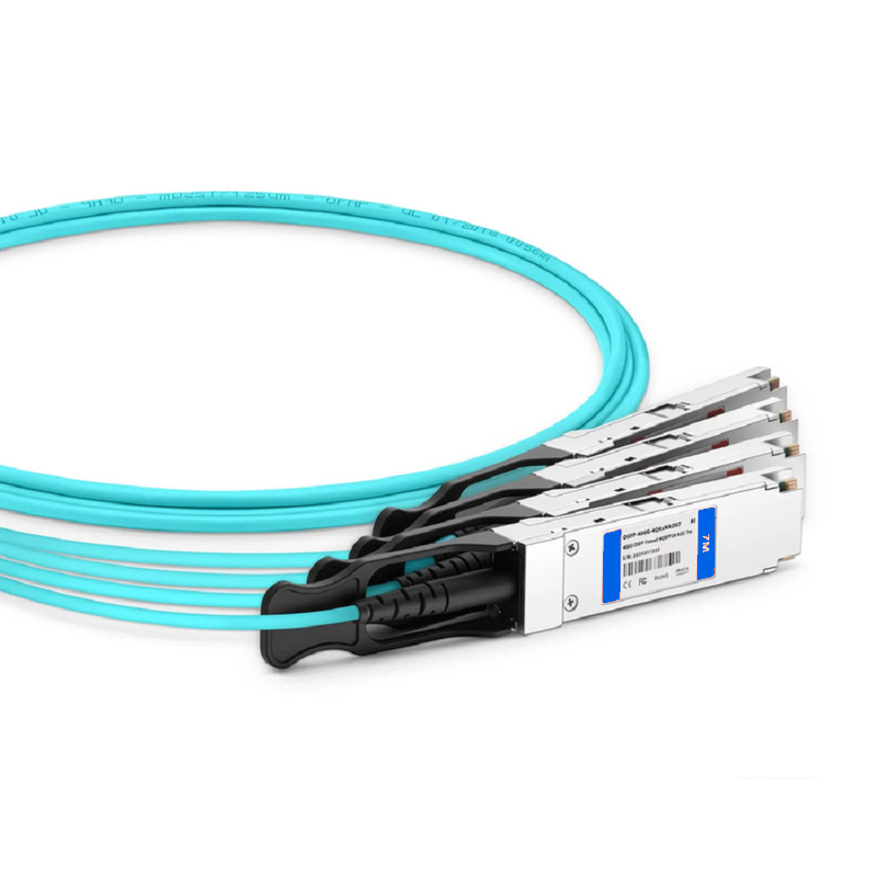 FyberOptix 30m (98ft) Arista Networks Compatible 400G QSFP-DD 8 x 50G PAM4 to 4 x 100G QSFP56 2 x 50G PAM4 Active Optical Breakout Cable