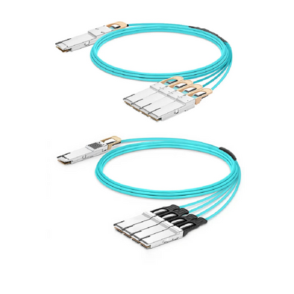FyberOptix 30m (98ft) HPE Aruba Compatible 400G QSFP-DD 8 x 50G PAM4 to 4 x 100G QSFP56 2 x 50G PAM4 Active Optical Breakout Cable