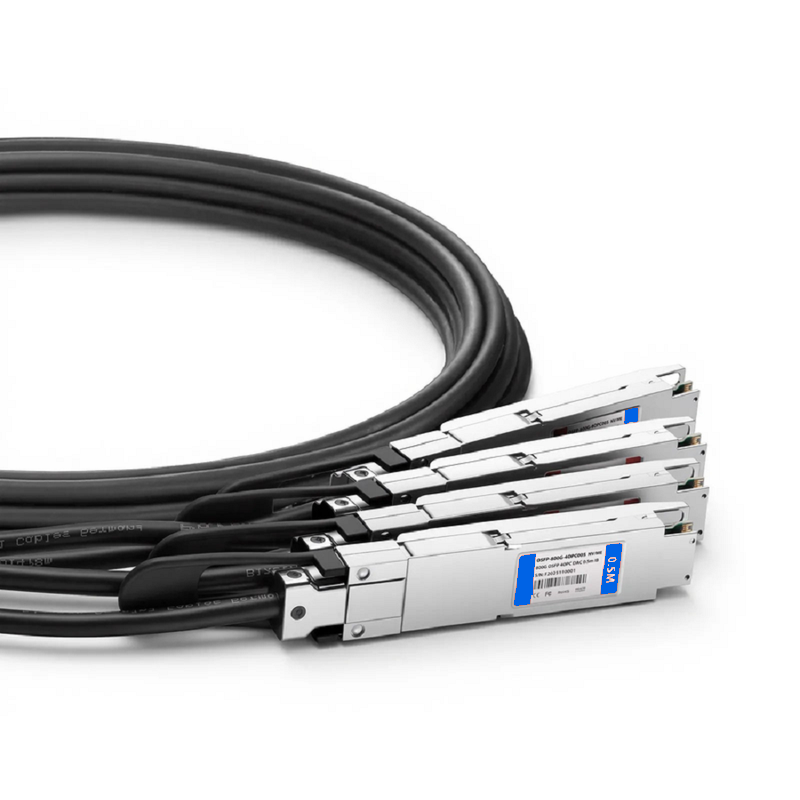 FyberOptix 1m (3ft) 800G OSFP 8 x 100G PAM4 Finned Top to 4 x 200G OSFP 2 x 100G PAM4 Finned Top Passive Direct Attach Copper Breakout Cable forFOSwitches