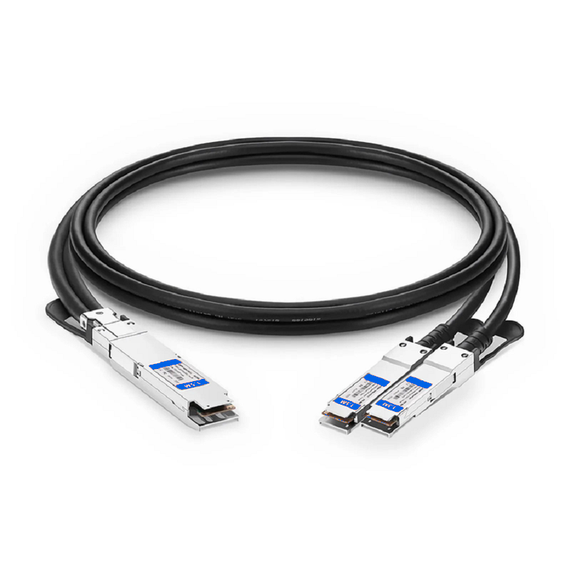 FyberOptix 1m (3ft) Generic Compatible 800G OSFP 8 x 100G PAM4 Finned Top to 2 x 400G QSFP112 4 x 100G PAM4 Passive Direct Attach Copper Breakout Cable