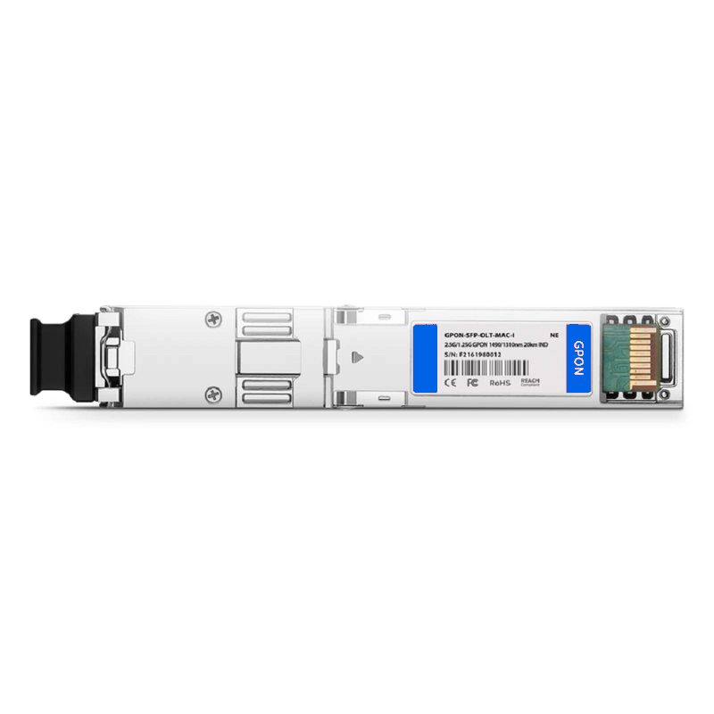 FyberOptix Arista Compatible GPON ONU Stick with MAC and Web Interface SFP 1310nm-TX/1490nm-RX 1.244G-TX/2.488G-RX Class B+ 20km DOM Simplex SC/APC SMF Optical Transceiver Module (Industrial)