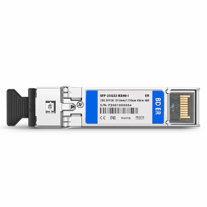 FyberOptix Ericsson Compatible SFP28 25GBASE-BX40-D BiDi 1310nm-TX/1270nm-RX 40km DOM Simplex LC/UPC SMF Optical Transceiver Module For 5G Wireless (Industrial)