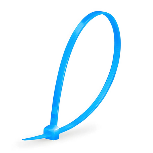 FyberOptix 100-Pack 4in.L x 0.1in.W Self-Locking Nylon Cable Ties, Blue
