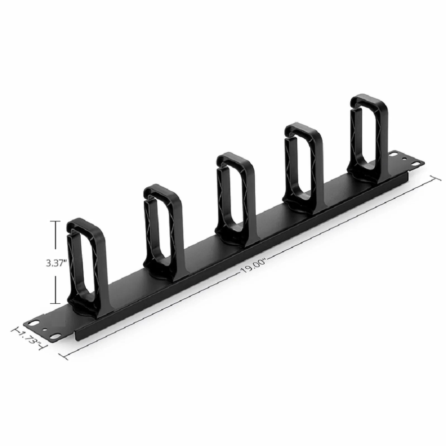 FyberOptix Horizontal Single Sided Manager, 1RU, 5 Snap-in D-Rings, 3.37 in. Depth