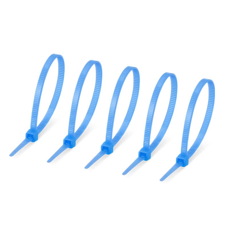 FyberOptix 100Pcs/Pack 6in.L x 0.15in.W Self-Locking Nylon Cable Ties, Blue