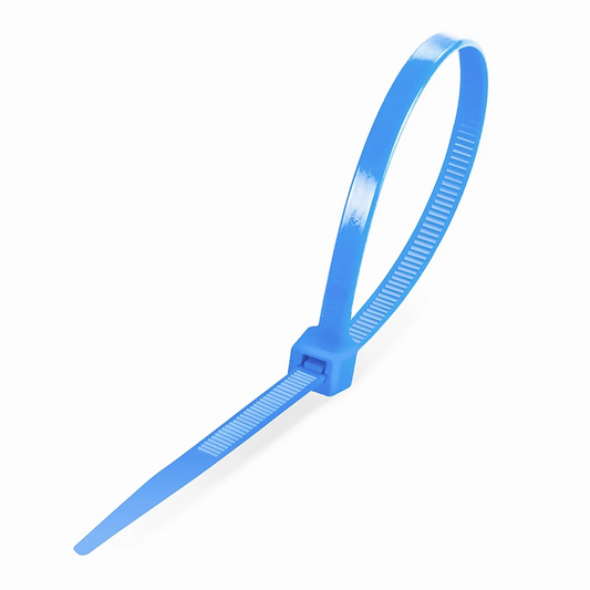 FyberOptix 100Pcs/Pack 8in.L x 0.18in.W Self-Locking Nylon Cable Ties, Blue