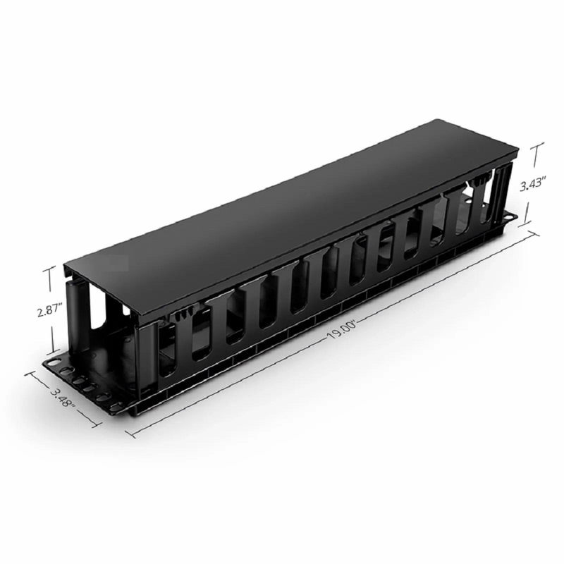 FyberOptix Horizontal Single Sided Manager, 2RU, Finger Duct with Cover, 3.43 in. Depth