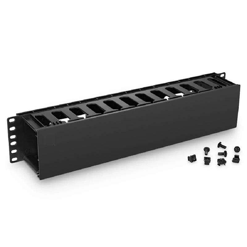 FyberOptix Horizontal Single Sided Manager, 2RU, Finger Duct with Cover, 3.43 in. Depth