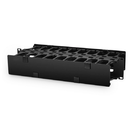 FyberOptix Horizontal Dual Sided Steel Manager, 2RU, Finger Duct with Cover, 9.1 in. Depth